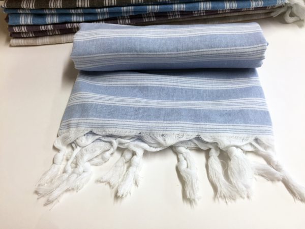 Traditional Turkish Peshtemal Towels Light Blue